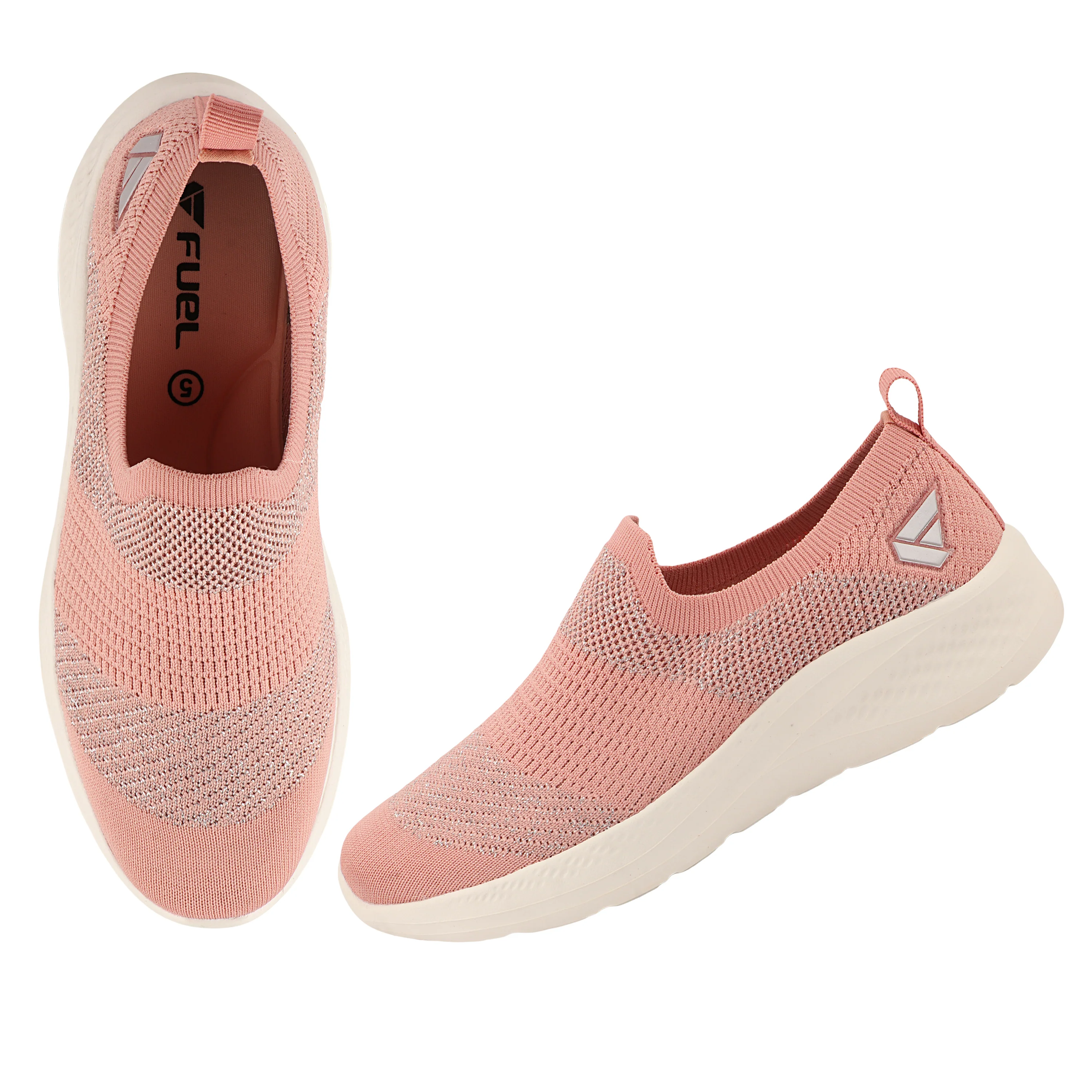 FUEL Sparkle Lightweight & Comfortable Casual Slip-On Daily Wear Sports Shoes for Women's (Peach) - Image 7