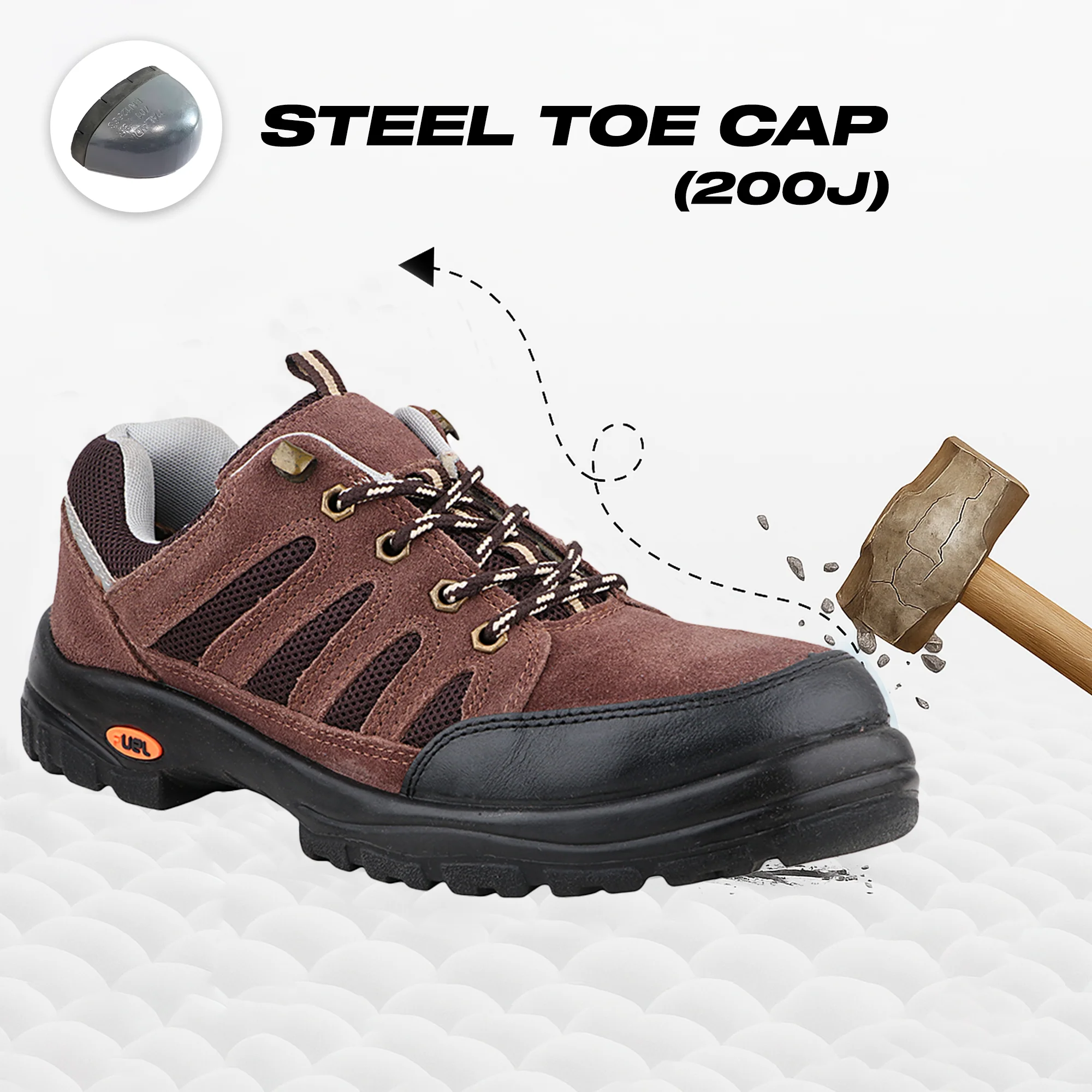 FUEL Torpedo Industrial Safety Shoes for Men in PU Single Density with 200J Metallic Toe Cap - Image 2