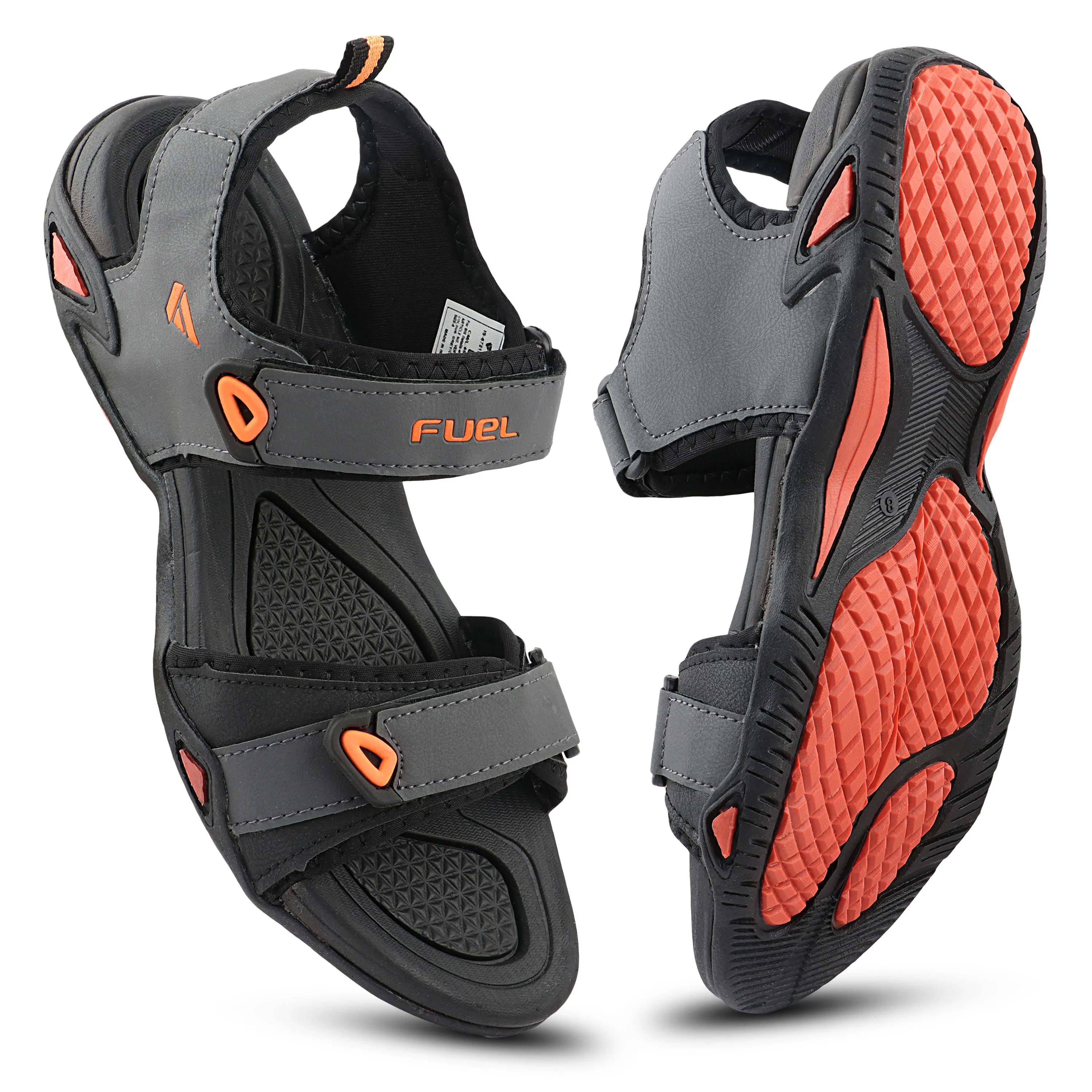 FUEL Vento-02 Comfortable & Light-weight Sandals For Men's (Grey) - Image 6