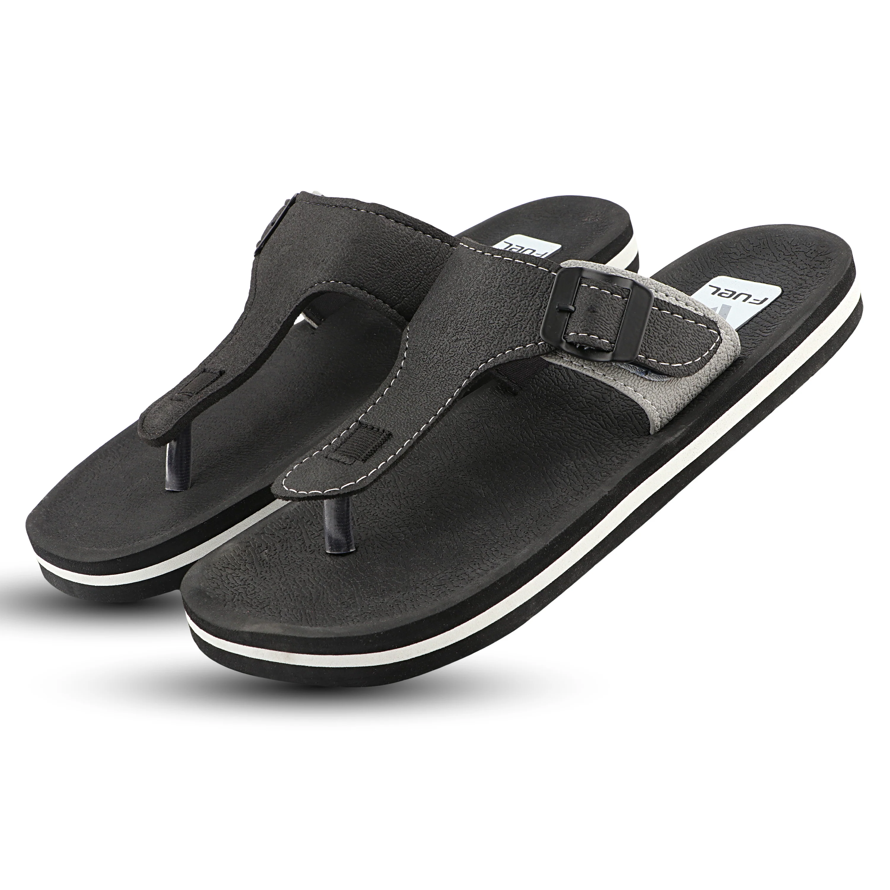 FUEL Walkfit Flexible EVA Sole Slippers with Cushioned Support for Men's (Black) - Image 3