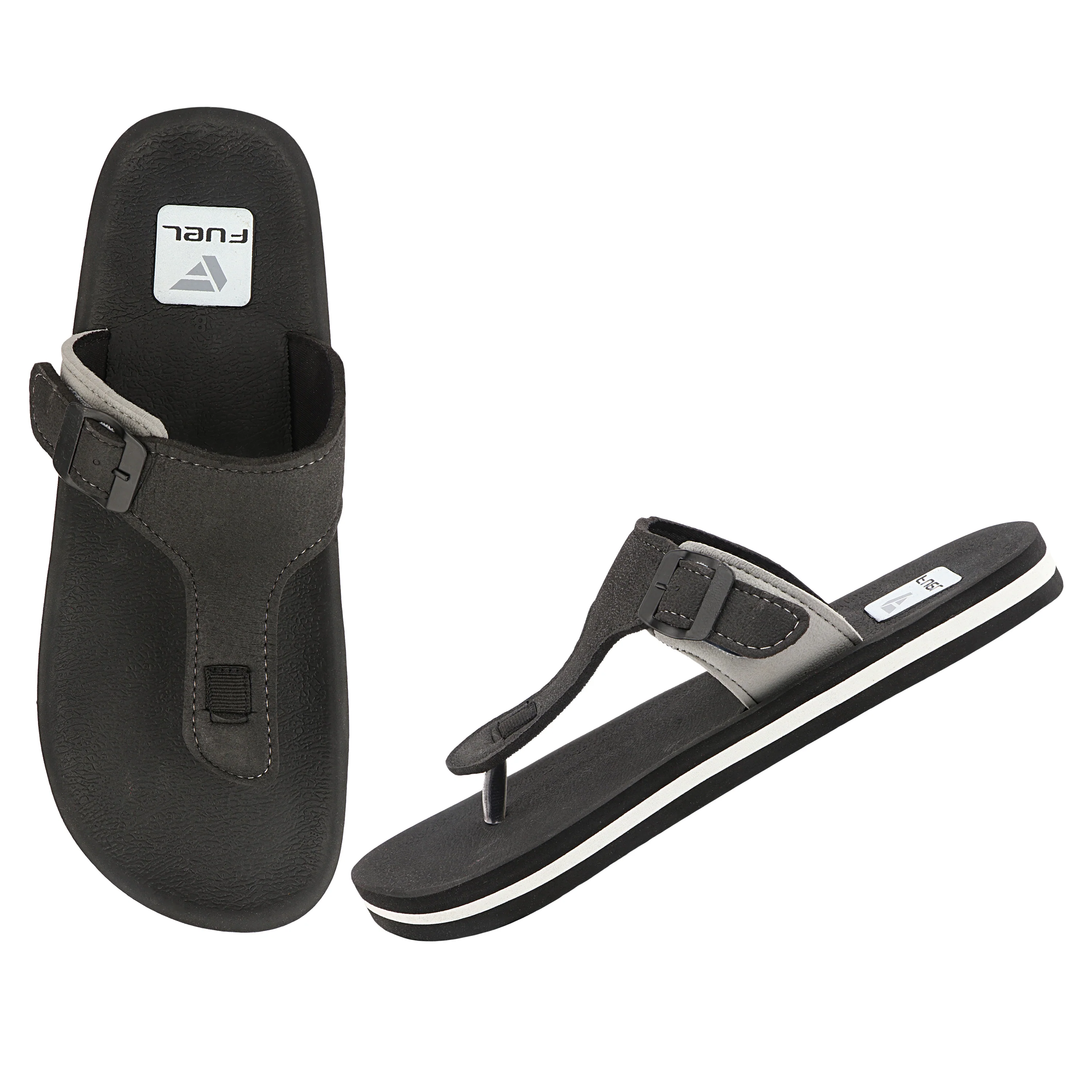 FUEL Walkfit Flexible EVA Sole Slippers with Cushioned Support for Men's (Black) - Image 6