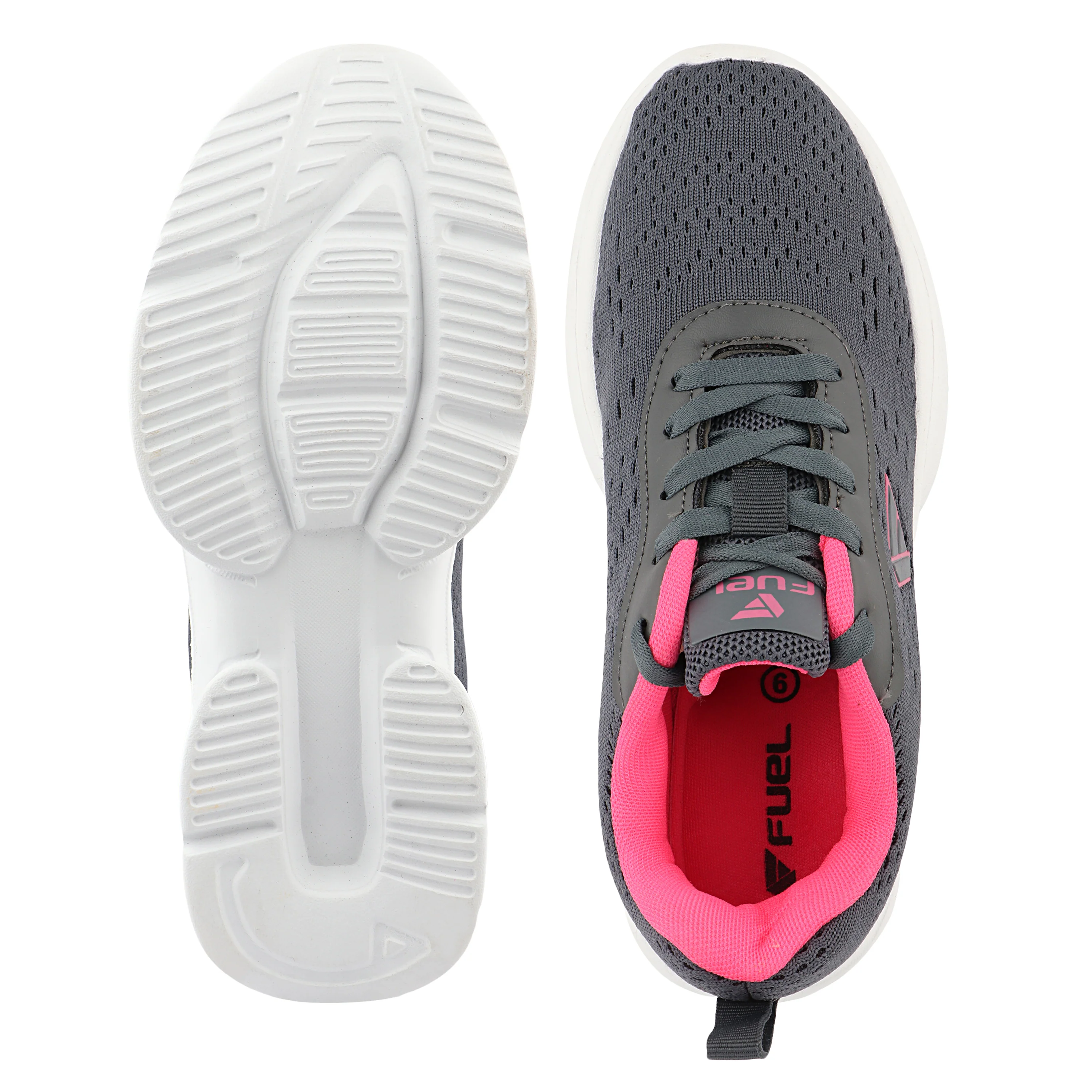 FUEL Wave Breathable & Cushioned Footbed Lace-Up Sports Shoes For Women's (Grey) - Image 4
