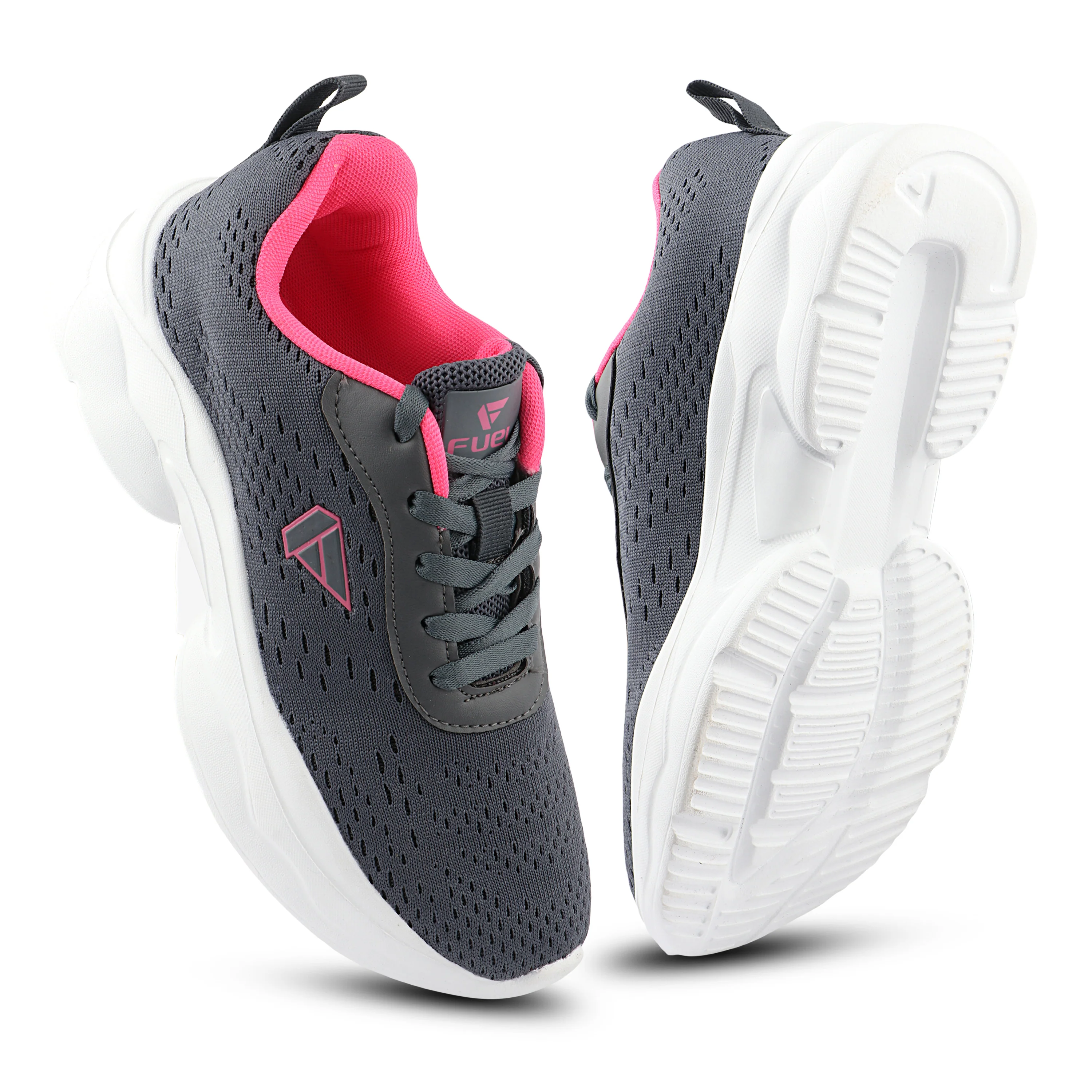 FUEL Wave Breathable & Cushioned Footbed Lace-Up Sports Shoes For Women's (Grey) - Image 5