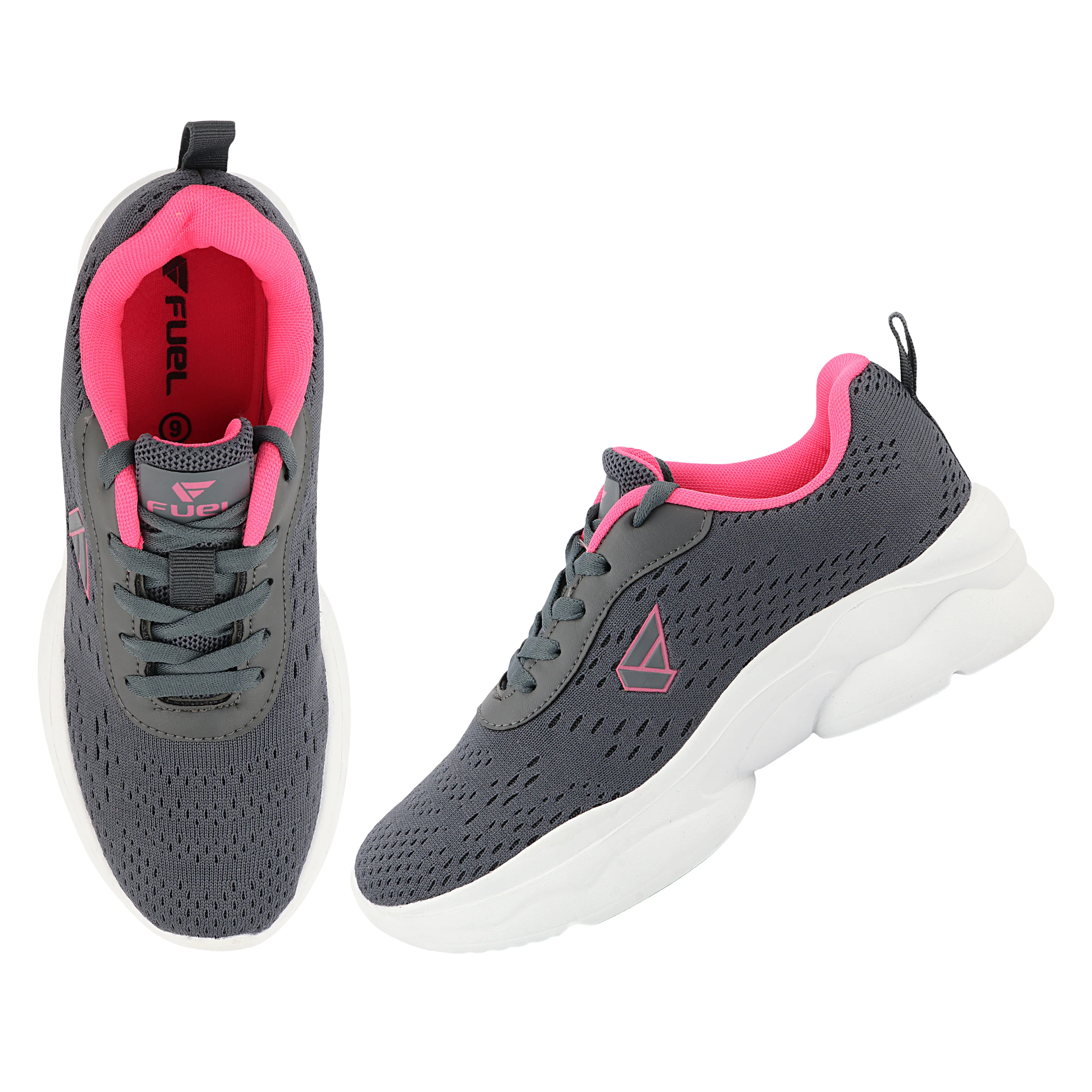 FUEL Wave Breathable & Cushioned Footbed Lace-Up Sports Shoes For Women's (Grey) - Image 6