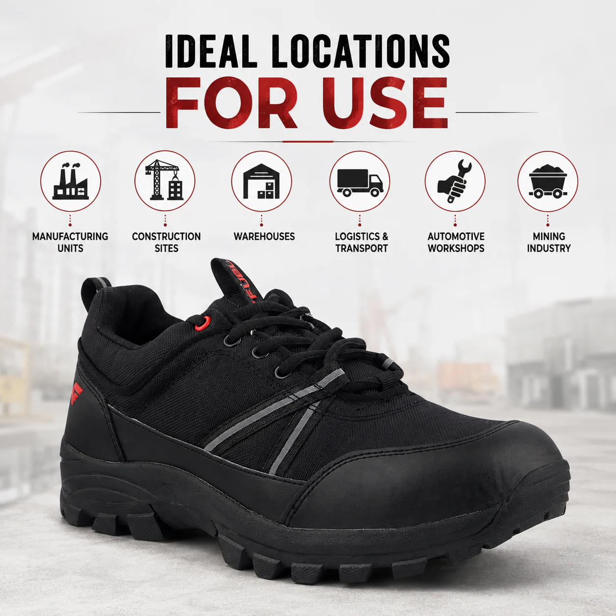 FUEL Rugged Wings Industrial Nitrile Rubber Sole Safety Shoes with 200J Toe Protection for Men - Image 3