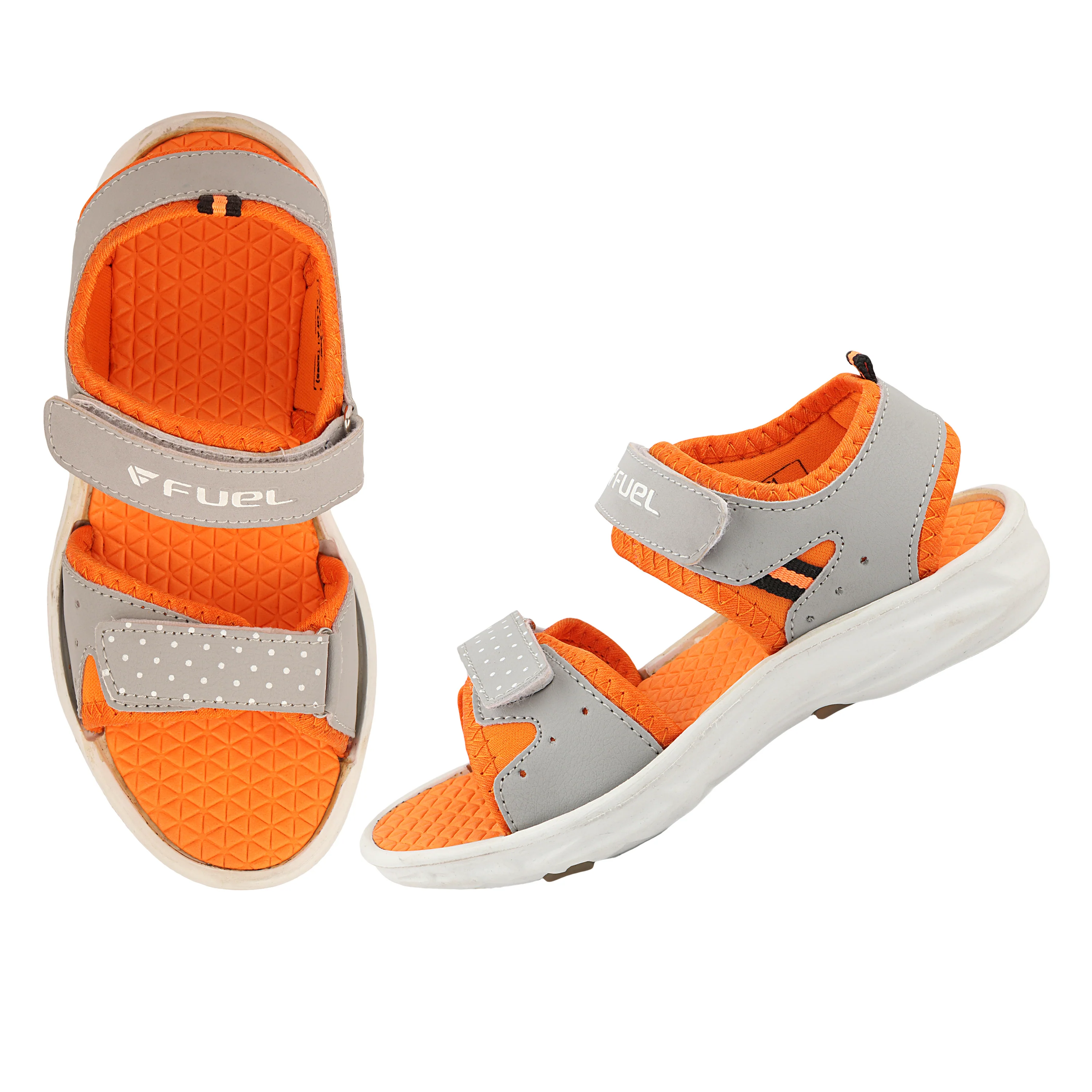 FUEL Yug-01 Cushioned Footbed with Velcro Closure & Lightweight EVA Sole Sports Sansal for Kids (Orange) - Image 2