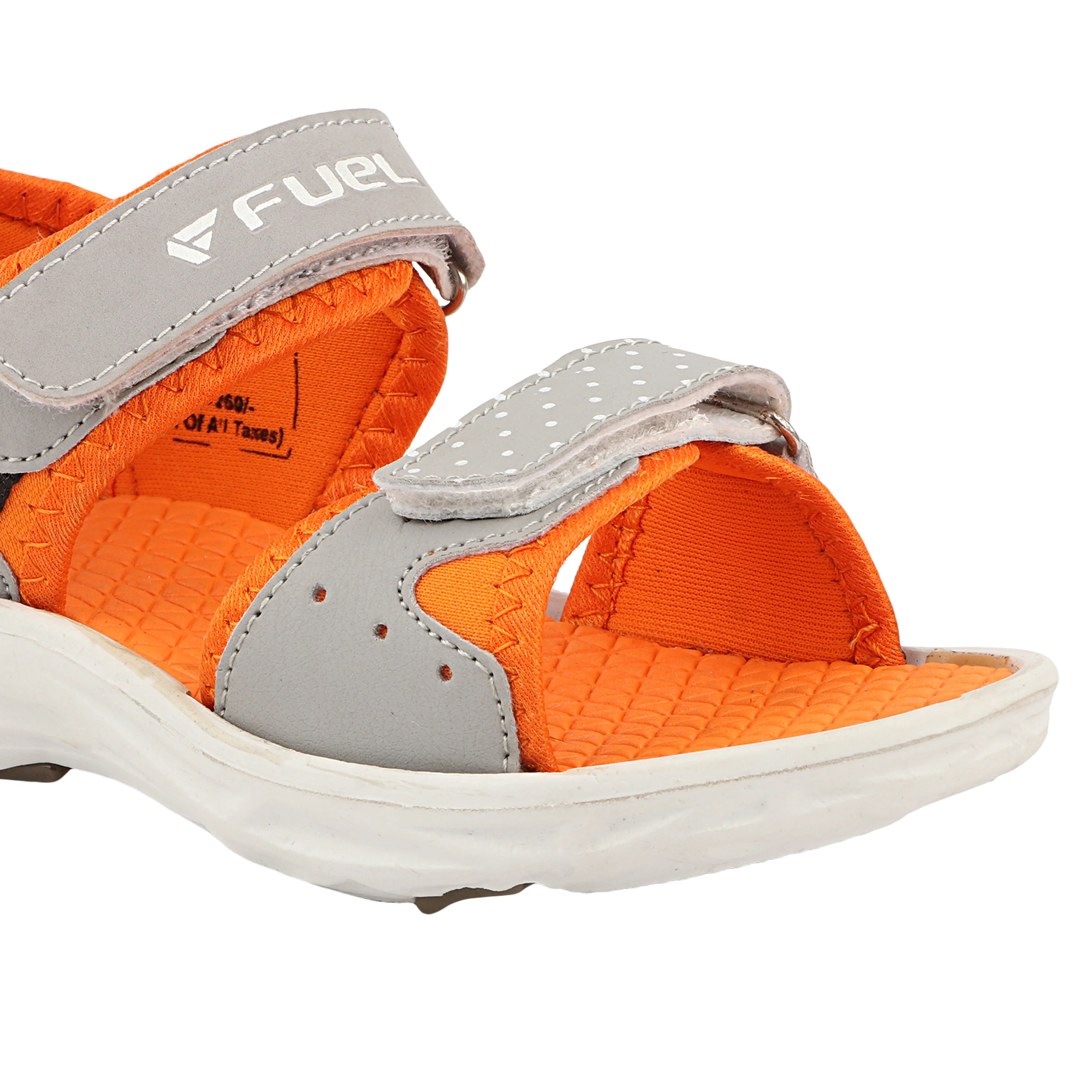 FUEL Yug-01 Cushioned Footbed with Velcro Closure & Lightweight EVA Sole Sports Sansal for Kids (Orange) - Image 3
