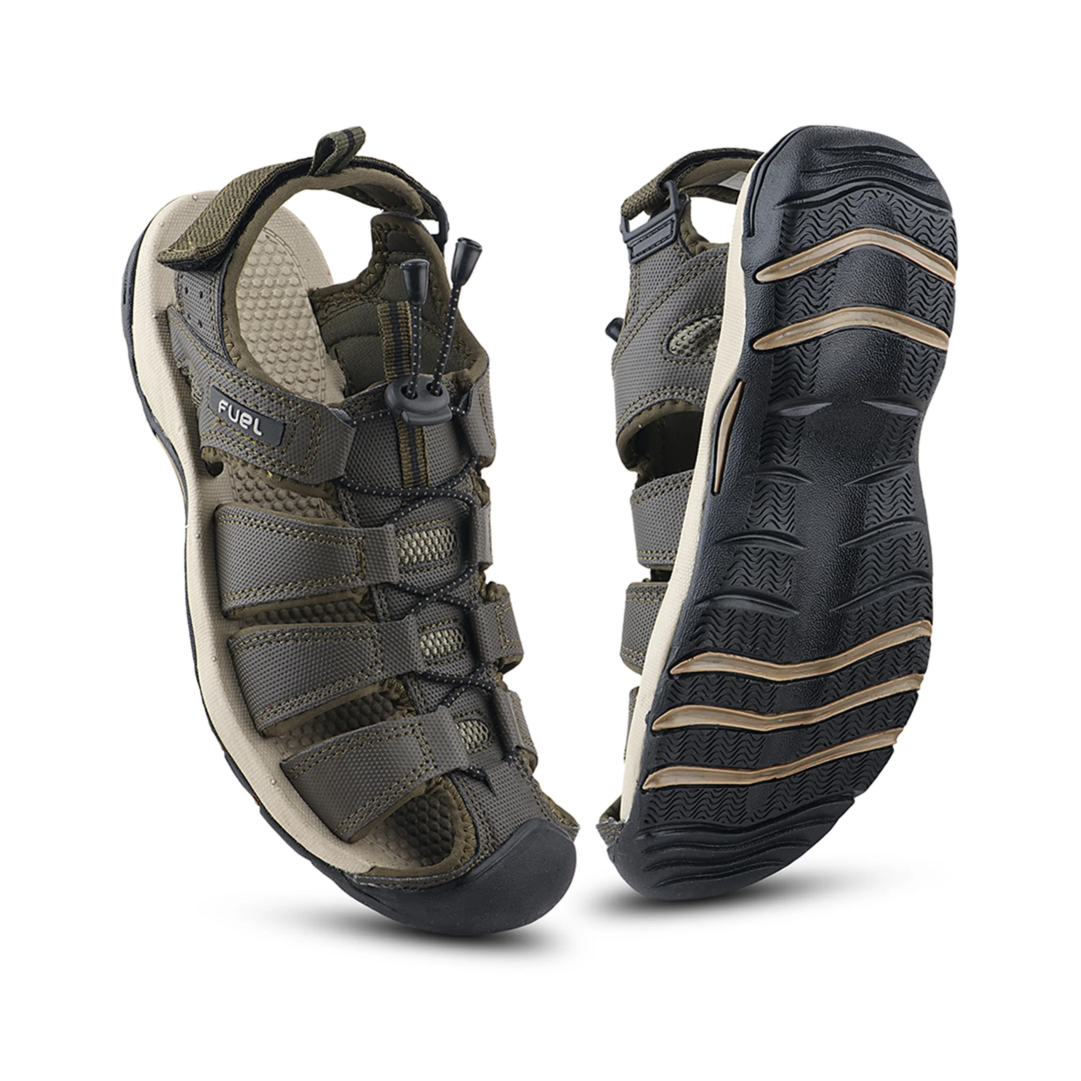 FUEL Soldier-08 Fisherman Protective Toe Cap Sandals for Men (Olive) - Image 8