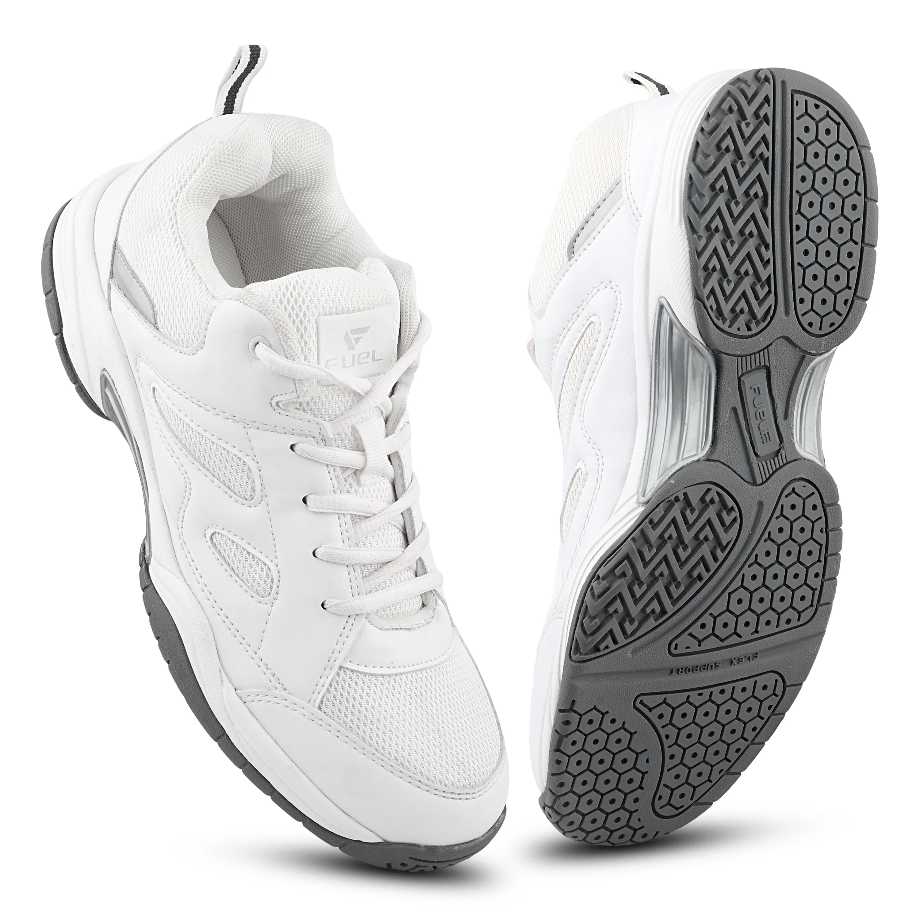 FUEL Snow Lightweight & Durable Lace-Up Sports Shoes for Men's (White) - Image 7