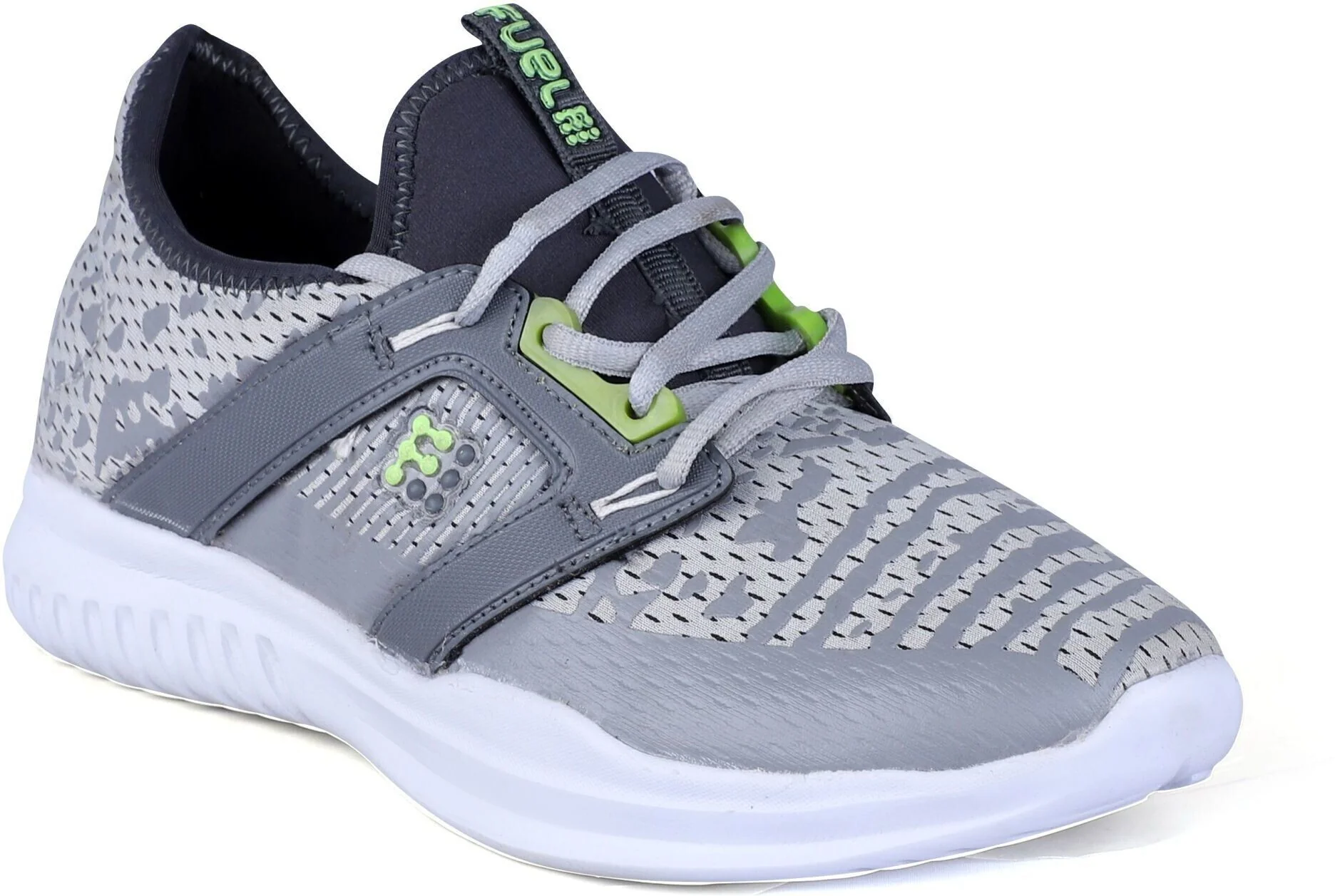 FUEL Wings Breathable Mesh Upper & Cushioned Comfort Running Sports Shoes For Men's (Grey)